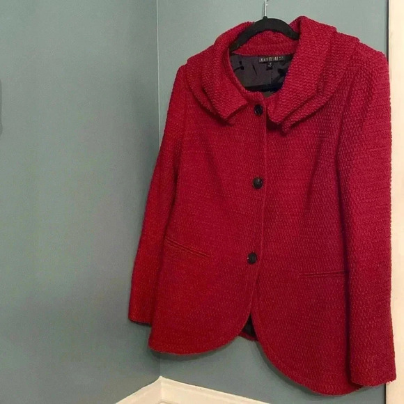 Lafayette 148 NewYork women’s jacket - red - size 12 - wool blend - 3 buttons - Picture 1 of 6